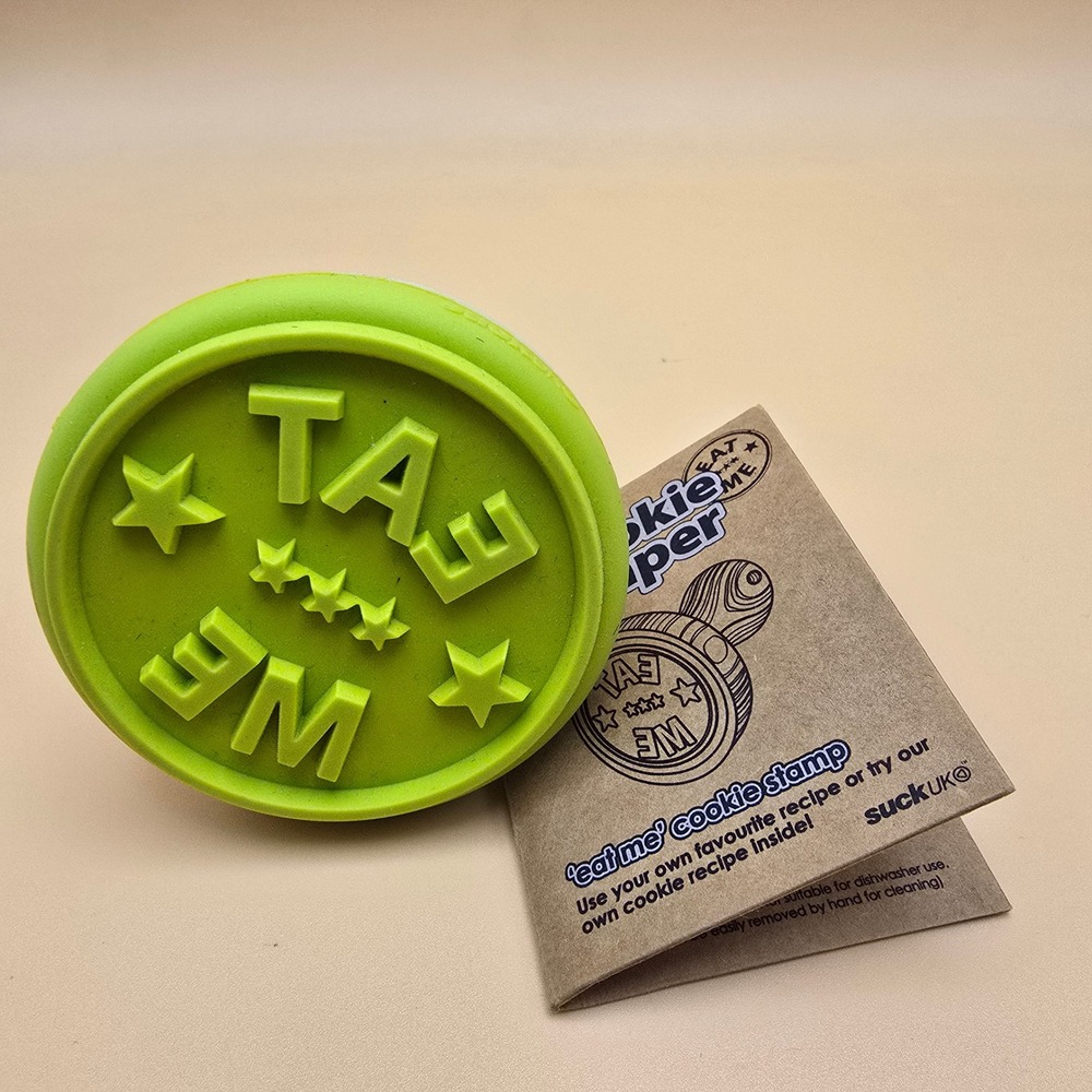 Fun EAT ME Design Suck‎ UK Cookie Stamper Wood Handle Kitchen Baking Tool